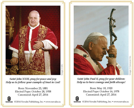 Pope John XXIII / Pope John Paul II Prayer Card (pack 50)